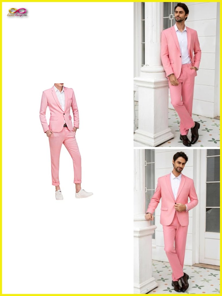 Slim Fit Single Breasted Suit With Notched Lapels & Straight Leg Pants